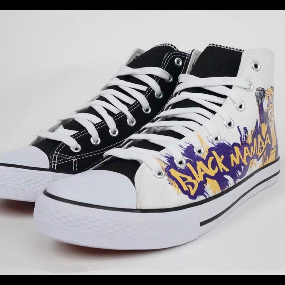 CUSTOM Black Mamba – Dual Tone Canvas High Tops Size 11